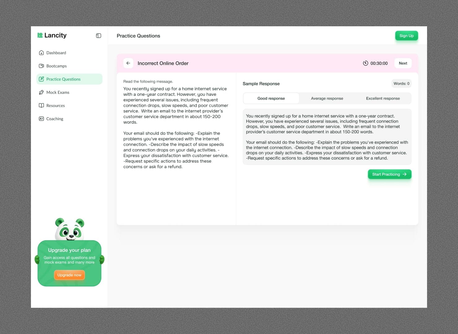 Lancity bootcamp listing page: grid of upcoming bootcamp cards each showing title, date, time, instructor, price tag, and a 'Register' CTA; tabs at the top switching between Upcoming and Past; a capacity indicator showing spots remaining
